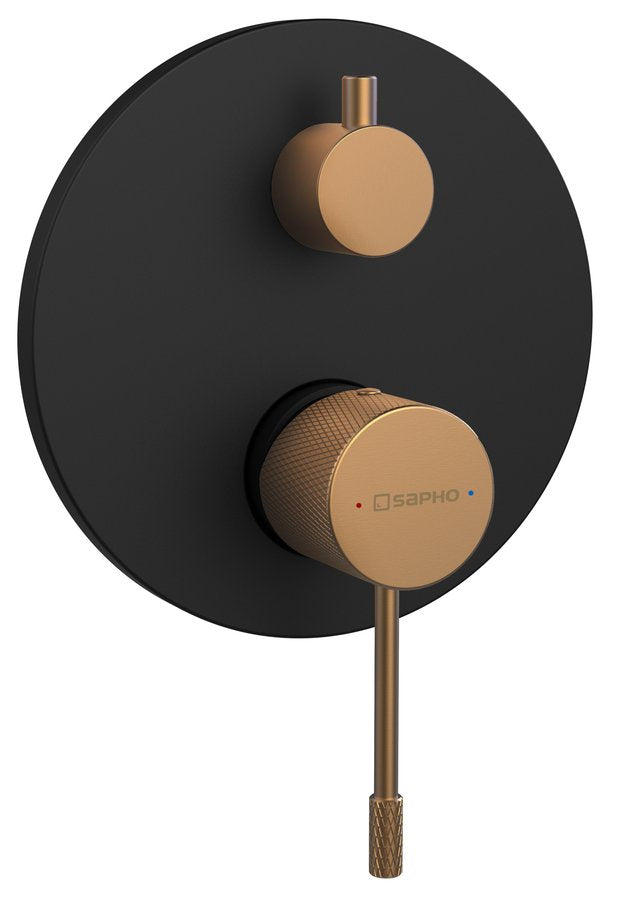 SOLARIS Baterie duș încastrată, 2 căi, negru/cupru mat