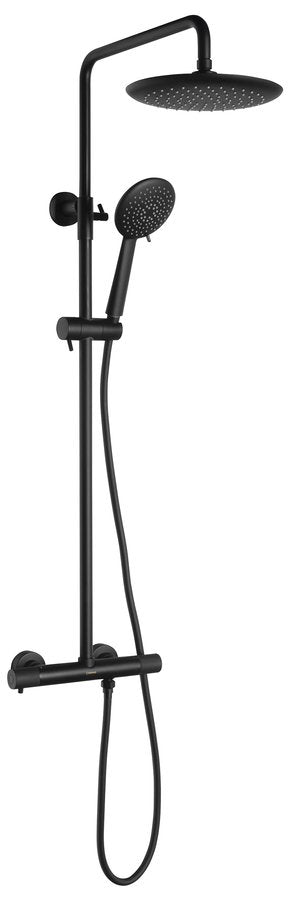 SOLARIS Set duș combinat cu baterie termostatică, negru mat