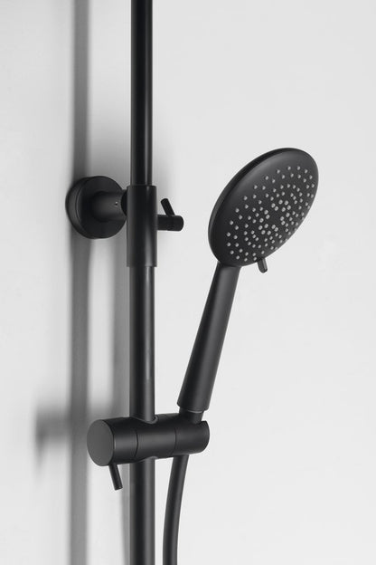 SOLARIS Set duș combinat cu baterie termostatică, negru mat/crom