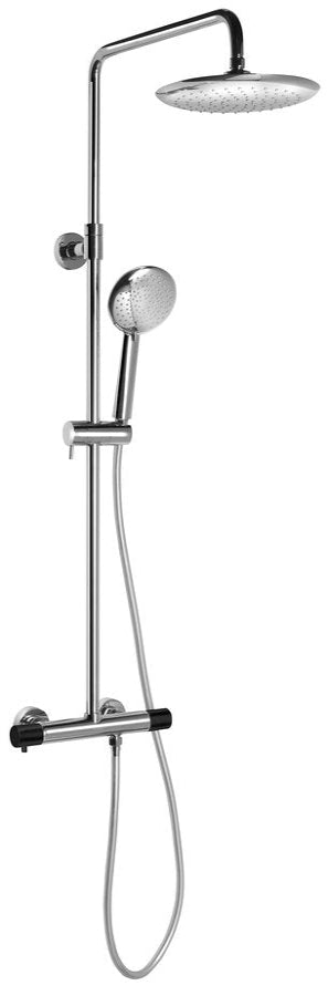 SOLARIS Set duș combinat cu baterie termostatică, crom/negru mat