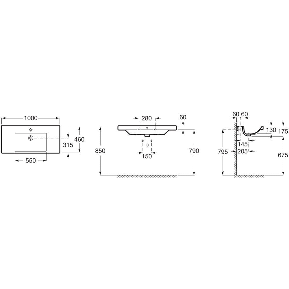 Lavoar baie suspendat The Gap 100x46 cm