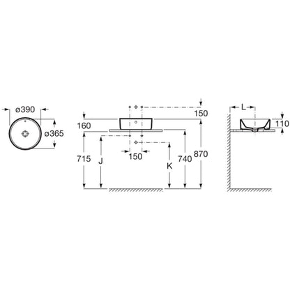 Lavoar baie pe blat, rotund The Gap 39x39 cm