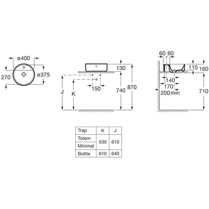 Chiuveta baie pe blat, rotunda The Gap 40x40 cm