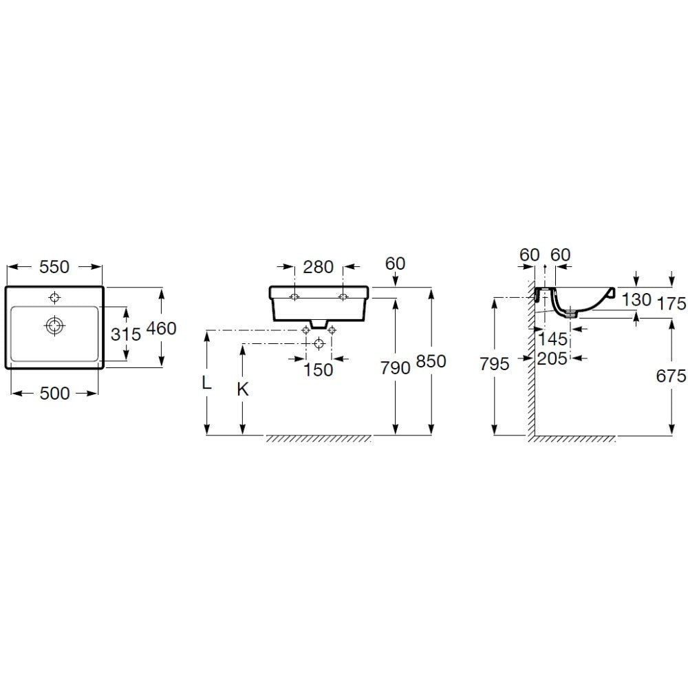 Lavoar baie suspendat The Gap 55x46 cm