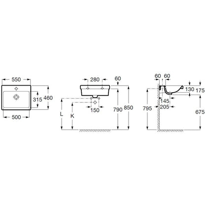 Lavoar baie suspendat The Gap 55x46 cm