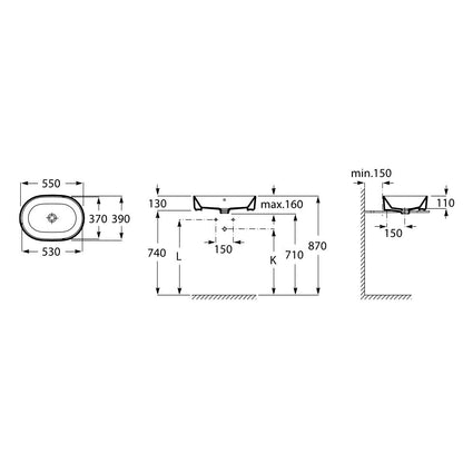 Lavoar baie pe blat, oval The Gap 55x39 cm
