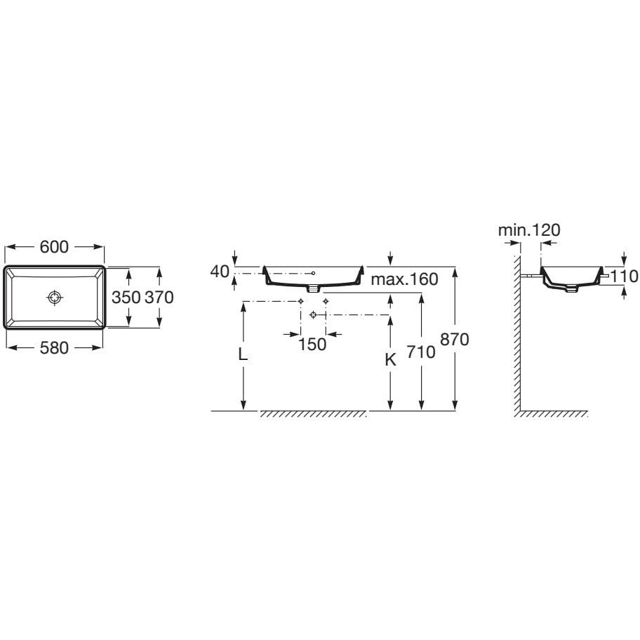 Lavoar baie incastrat The Gap 60x37 cm