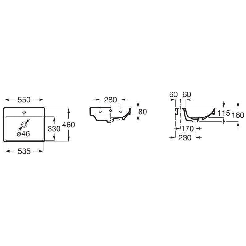 Ona Lavoar baie suspendat  55x46 cm