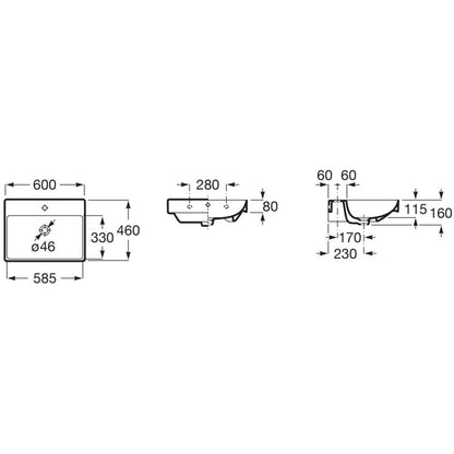 Ona Lavoar baie suspendat  60x46 cm