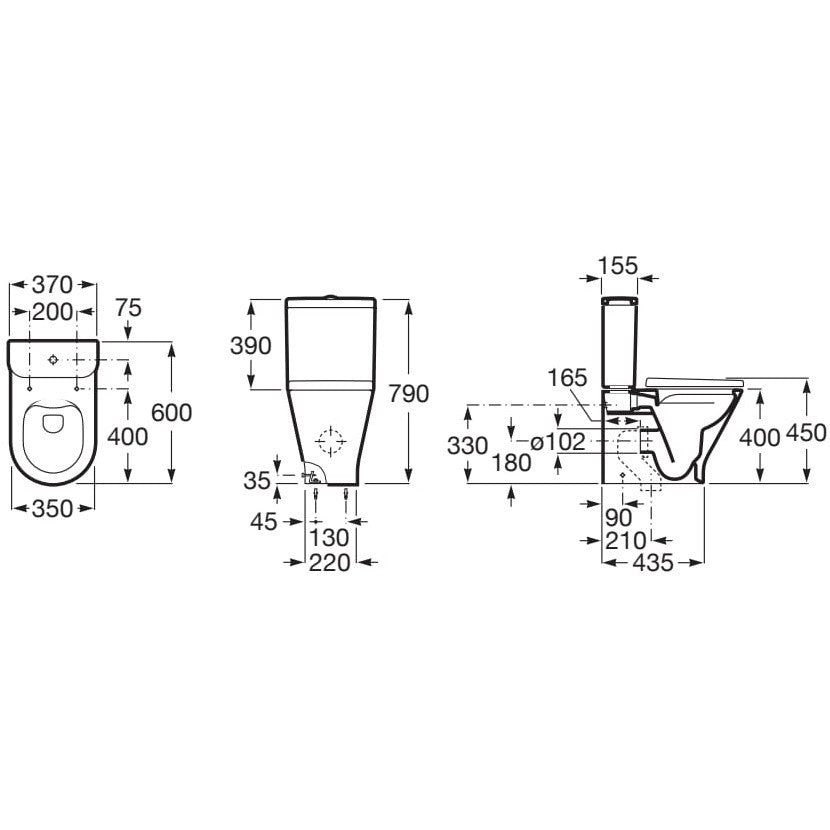 Vas WC pe pardoseala The Gap Round Rimless 37x60 cm evacuare verticala