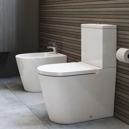 INSPIRA Vas WC pe pardoseala  Round Rimless 37x65 cm evacuare orizontala sau verticala, alb