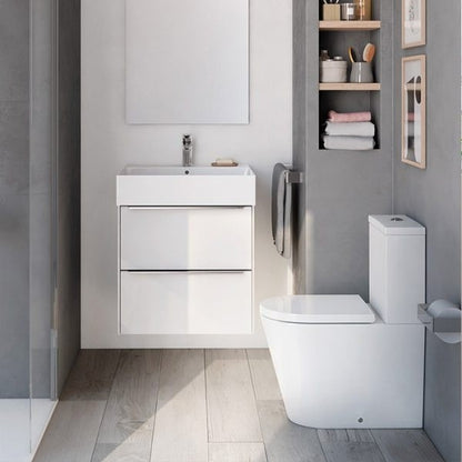 INSPIRA Vas WC pe pardoseala  Round Rimless 37x65 cm evacuare orizontala sau verticala, alb