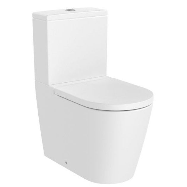 INSPIRA Vas WC pe pardoseala  Round Rimless 37x65 cm evacuare orizontala sau verticala, lipit de perete, alb mat