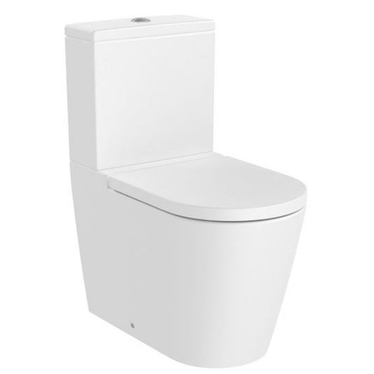 INSPIRA Vas WC pe pardoseala  Round Rimless 37x65 cm evacuare orizontala sau verticala, lipit de perete, alb mat