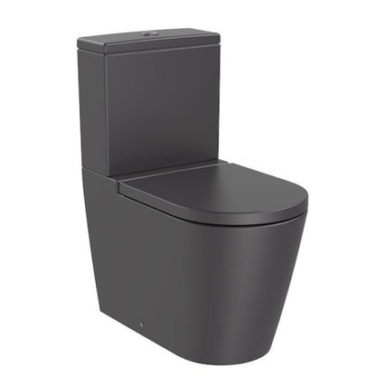 INSPIRA Vas WC pe pardoseala  Round Rimless 37x65 cm evacuare orizontala sau verticala, lipit de perete, antracit (onyx)