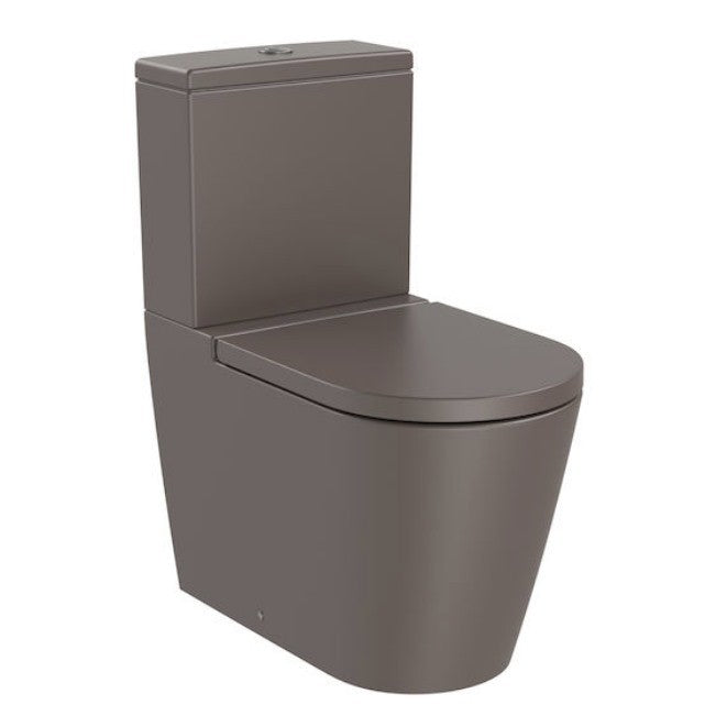 INSPIRA Vas WC pe pardoseala  Round Rimless 37x65 cm evacuare orizontala sau verticala, lipit de perete, maro (coffee)