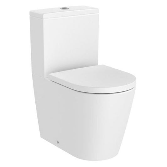INSPIRA Vas WC pe pardoseala  Round Compact Rimless 37x60 cm evacuare orizontala sau verticala, lipit de perete, alb mat