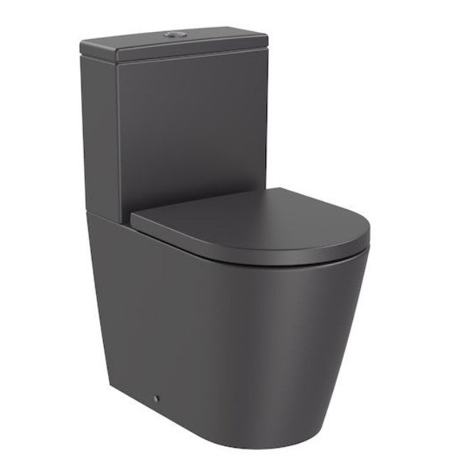 INSPIRA Vas WC pe pardoseala  Round Compact Rimless 37x60 cm evacuare orizontala sau verticala, lipit de perete, antracit (onyx)