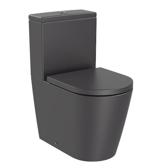 INSPIRA Vas WC pe pardoseala  Round Compact Rimless 37x60 cm evacuare orizontala sau verticala, lipit de perete, antracit (onyx)