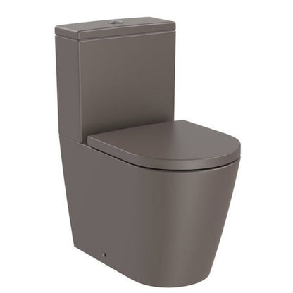 INSPIRA Vas WC pe pardoseala  Round Compact Rimless 37x60 cm evacuare orizontala sau verticala, lipit de perete, maro (coffee)