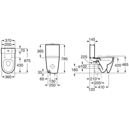 Ona Vas WC pe pardoseala  Rimless 37x68 cm evacuare orizontala, lipit de perete, alb mat