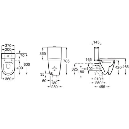 Ona Vas WC pe pardoseala  Rimless 37x60 cm evacuare orizontala sau verticala, lipit de perete, negru mat