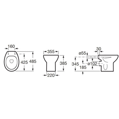 Victoria Vas WC pe pardoseala  35x48 cm evacuare orizontala