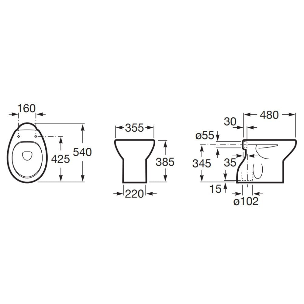 Victoria Vas WC pe pardoseala  35x48 cm evacuare verticala