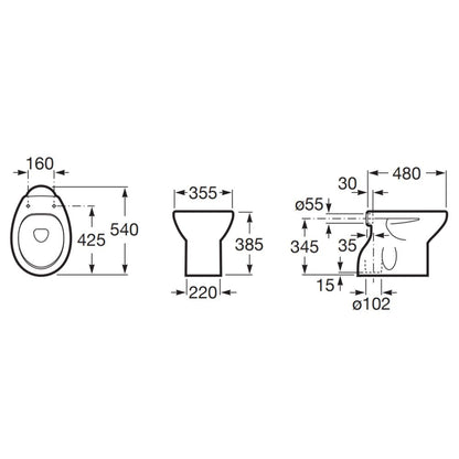 Victoria Vas WC pe pardoseala  35x48 cm evacuare verticala