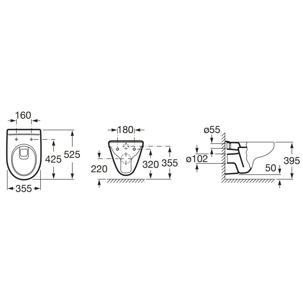 Victoria Vas WC suspendat  35x52 cm evacuare orizontala