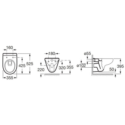 Victoria Vas WC suspendat  35x52 cm evacuare orizontala