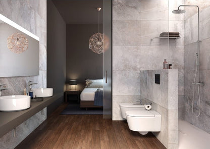 INSPIRA Vas WC suspendat  Round Rimless 37x56 cm evacuare orizontala