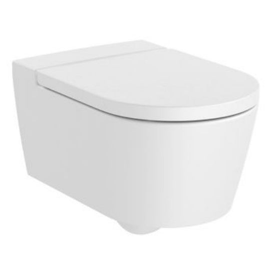 INSPIRA Vas WC suspendat  Round Rimless 37x56 cm evacuare orizontala, alb mat