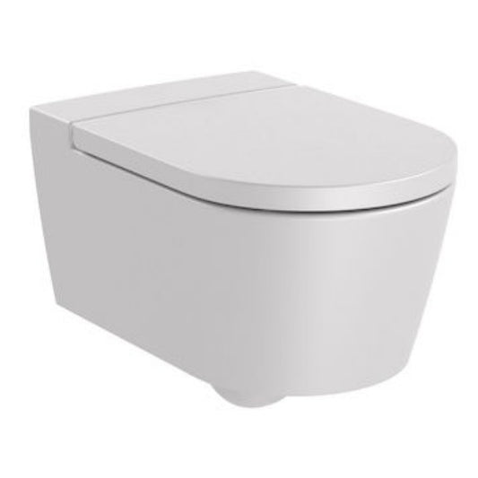 INSPIRA Vas WC suspendat  Round Rimless 37x56 cm evacuare orizontala, alb (pearl)