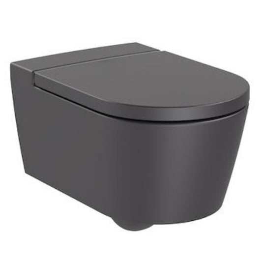 INSPIRA Vas WC suspendat  Round Rimless 37x56 cm evacuare orizontala, antracit (onyx)