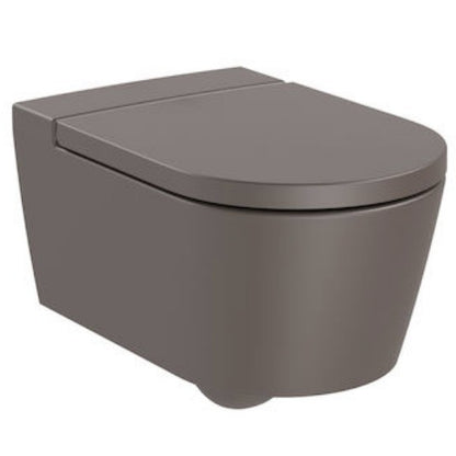INSPIRA Vas WC suspendat  Round Rimless 37x56 cm evacuare orizontala, maro (coffee)