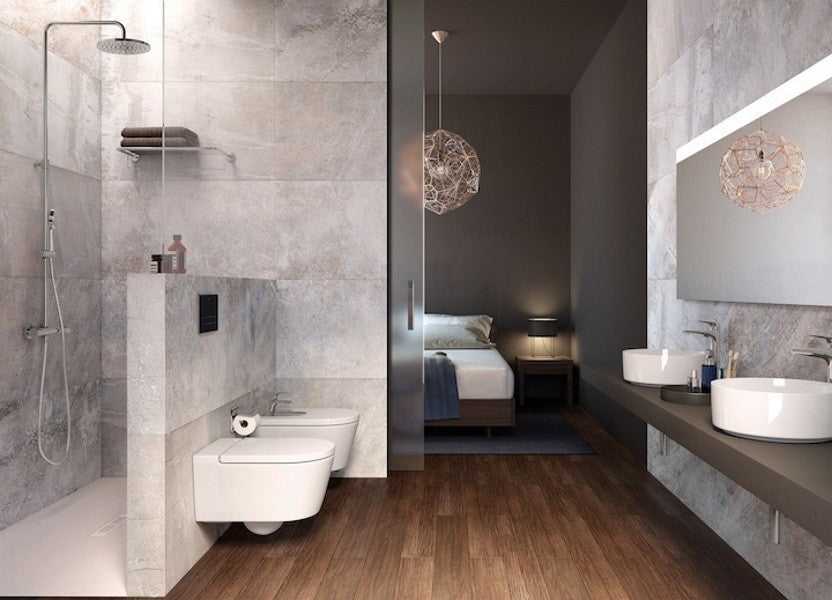 INSPIRA Vas WC suspendat  Round Compact Rimless 37x48 cm evacuare orizontala, alb