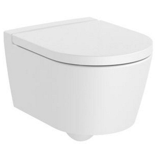 INSPIRA Vas WC suspendat  Round Compact Rimless 37x48 cm evacuare orizontala, alb