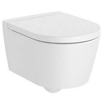 INSPIRA Vas WC suspendat  Round Compact Rimless 37x48 cm evacuare orizontala, alb