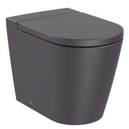 INSPIRA Vas WC pe pardoseala  Round Rimless 37x56 cm evacuare orizontala sau verticala, lipit de perete, antracit (onyx)