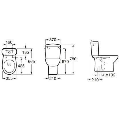 Victoria Set Vas WC pe pardoseala cu rezervor aparent si capac  35x66 cm evacuare verticala