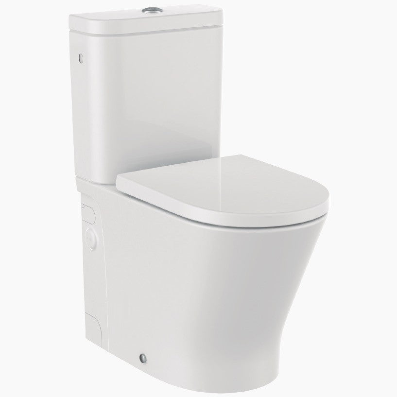 Set Vas WC pe pardoseala cu rezervor aparent si capac soft close The Gap D-Trit Rimless 36x64 cm evacuare orizontala