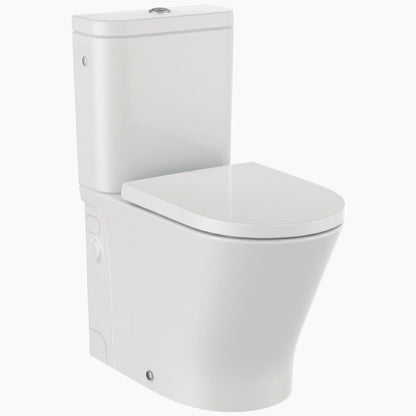 Set Vas WC pe pardoseala cu rezervor aparent si capac soft close The Gap D-Trit Rimless 36x64 cm evacuare orizontala