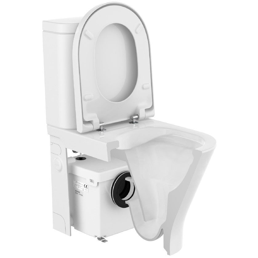 Set Vas WC pe pardoseala cu rezervor aparent si capac soft close The Gap D-Trit Rimless 36x64 cm evacuare orizontala