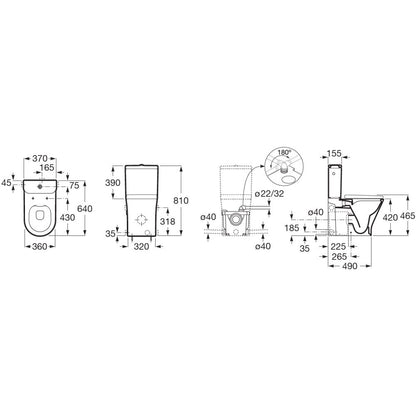 Set Vas WC pe pardoseala cu rezervor aparent si capac soft close The Gap D-Trit Rimless 36x64 cm evacuare orizontala