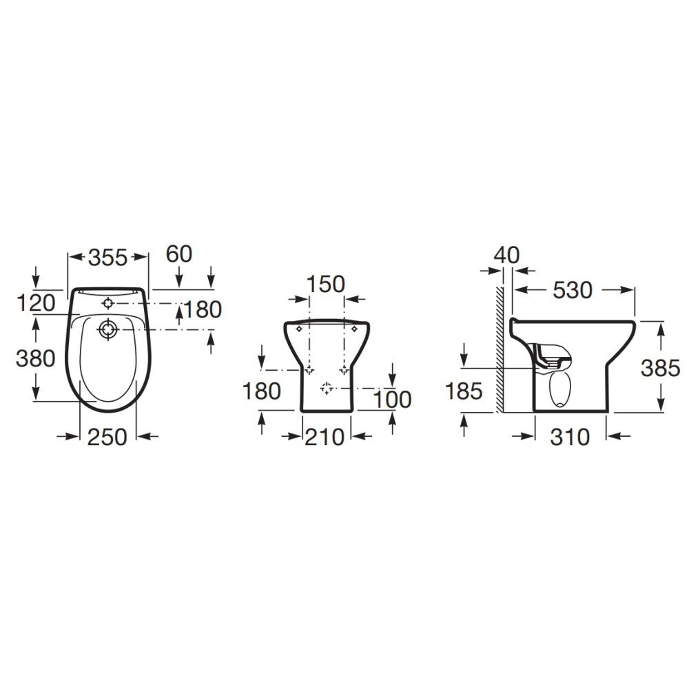 Victoria  Bideu cu montaj pe pardoseala 35x53 cm