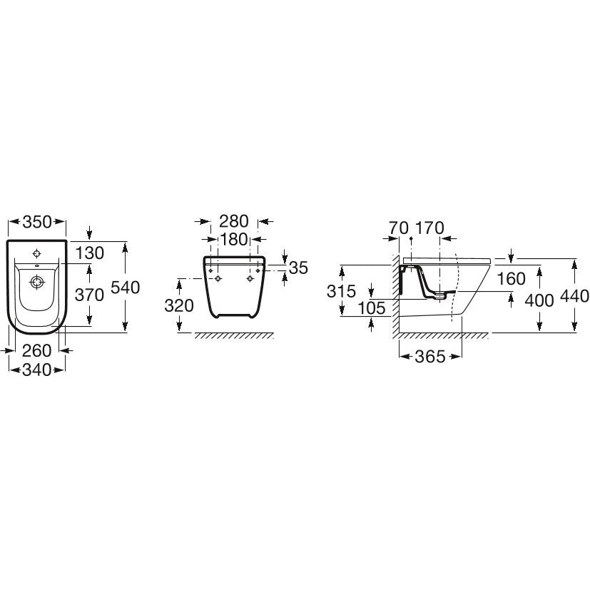 The Gap Bideu suspendat 35x54 cm, montaj ascuns