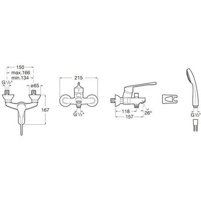 Victoria  Pro Baterie cada dus monocomanda cu maner clinic, cu set dus