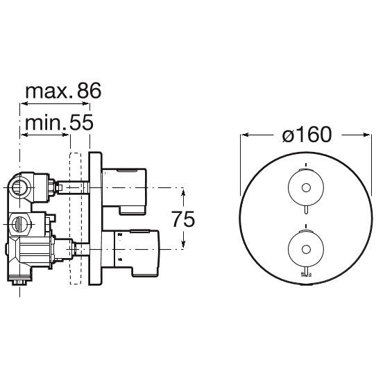 Victoria  T-500 Baterie cada dus cu termostat, incastrata