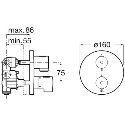 Victoria  T-500 Baterie cada dus cu termostat, incastrata